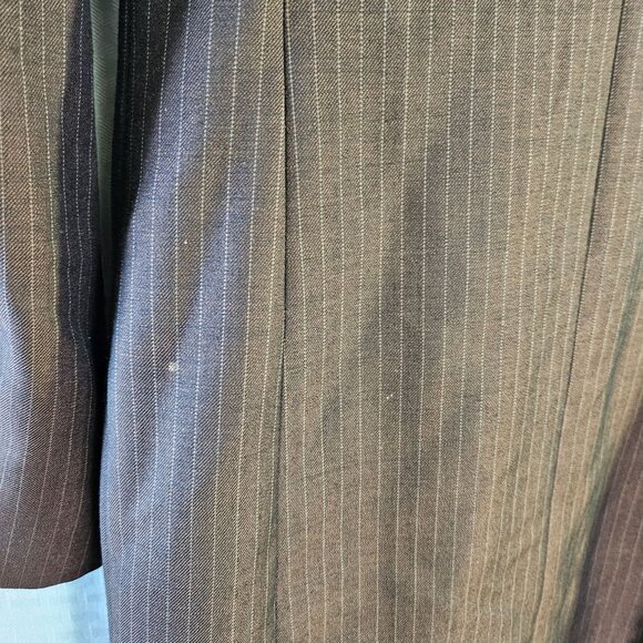 Escada Margaretha Ley Brown Pinstripe Button-Up Wool Mohair suit dress - Picture 13 of 15